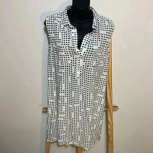 Gap Frances polka dot dress size small white/navy blue